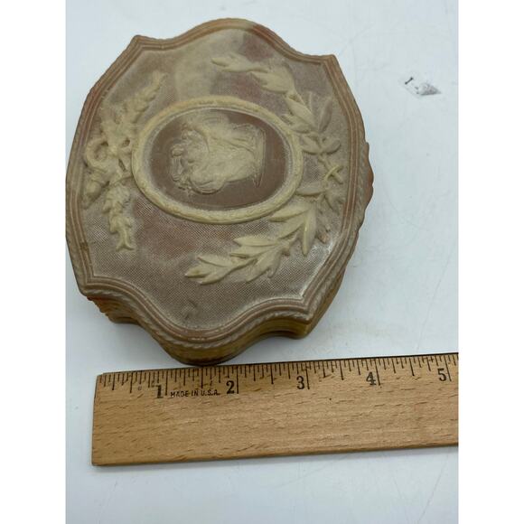Vintage Incolay Stone Handcrafted‎ Victorian USA Hinged Jewelry Box Trinket 5x3 - Picture 8 of 9